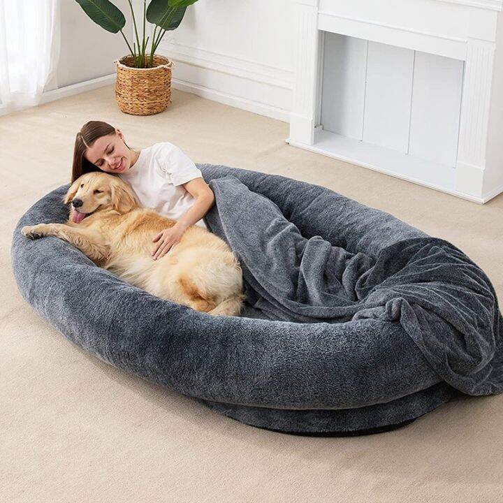 [COD] dog bed for humans large human with short plush adult kennel ...