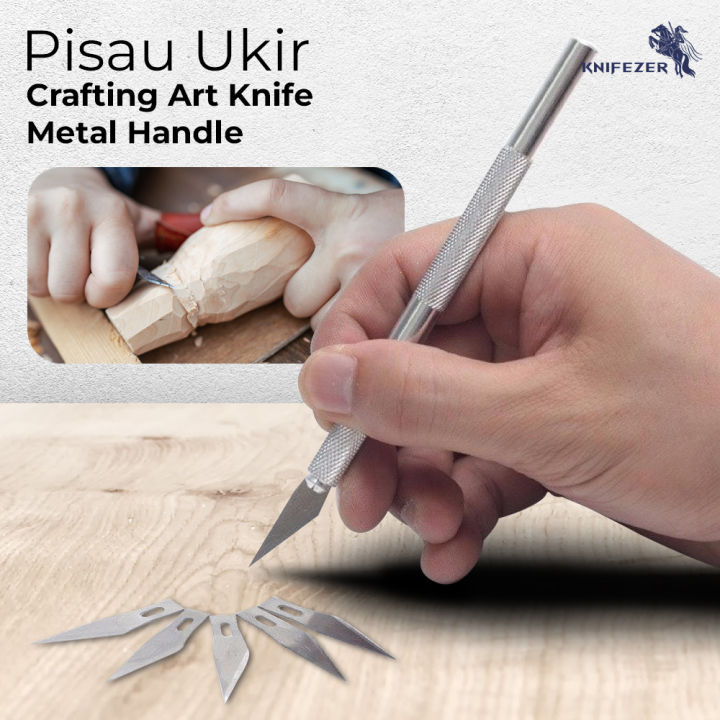 Alat Ukir Set Metal Handle Hobby Crafting Knife with 5 Pcs Blade