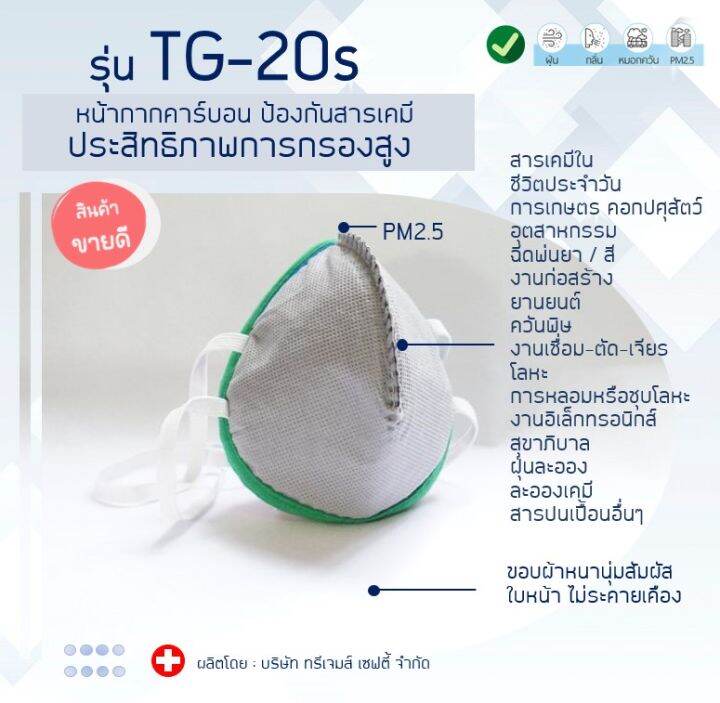 ป้องกันฝุ่น-pm-2-5-รุ่น-tg-20sv-tg-20s-หน้ากากคาร์บอน-ป้องกันฝุ่นละออง-สารเคมี-เชื้อโรค