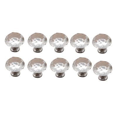 Acrylic Crystal Handle 10Pcs 30mm Glass Diamond Cut Cabinet Door Drawer Dressing Table Handle with Screws