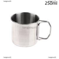 langyouzi9 สแตนเลสสตีลพับจับถ้วยแบบพกพา carabiner CUP วัสดุกลางแจ้ง