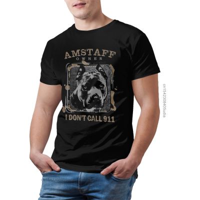Amstaff เสื้อยืด Staffordshire Terrier อเมริกันแขนลำลองขาสั้นคอกลมพิมพ์ลายแฟชั่นผ้าคอตตอน100%