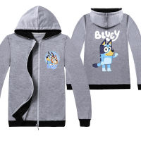 บิงโกBlueyเด็กซิปเสื้อแขนยาวHooded Coatเสื้อกันหนาวพิมพ์ลายการ์ตูนเด็กซิปแจ็คเก็ตC1578เสื้อผ้าเด็กใส่ลำลองสำหรับฤดูใบไม้ร่วงฤดูหนาวหลวมเสื้อคาร์ดิแกนกีฬา