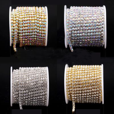 hotx【DT】 1Yard 10Yards/Roll SS6-SS18 Rhinestone Chain Sew-On Glue-On rhinestones Trim Cup clothes chain Accessories