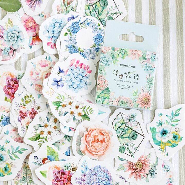 46pcs-box-fresh-flower-language-diary-decoration-stickers-diy-planner-scarpbooking-sealing-label-sticker-children-stationery-stickers-labels