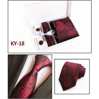 HUISHI Paisley Red Blue Neck Ties For Men Necktie Pocket Square Cufflinks Tie Clip Set Plaid Mens Tie Wedding Gifts For Guests