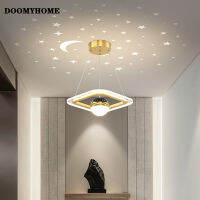 DOOMYHOME รองเท้ามูนสตาร์สไตล์ใหม่โคมระย้า LED โมเดิร์นห้องรับแขกห้องนอนพื้นแบนโคมไฟในร่มห้องโถงทางเดิน