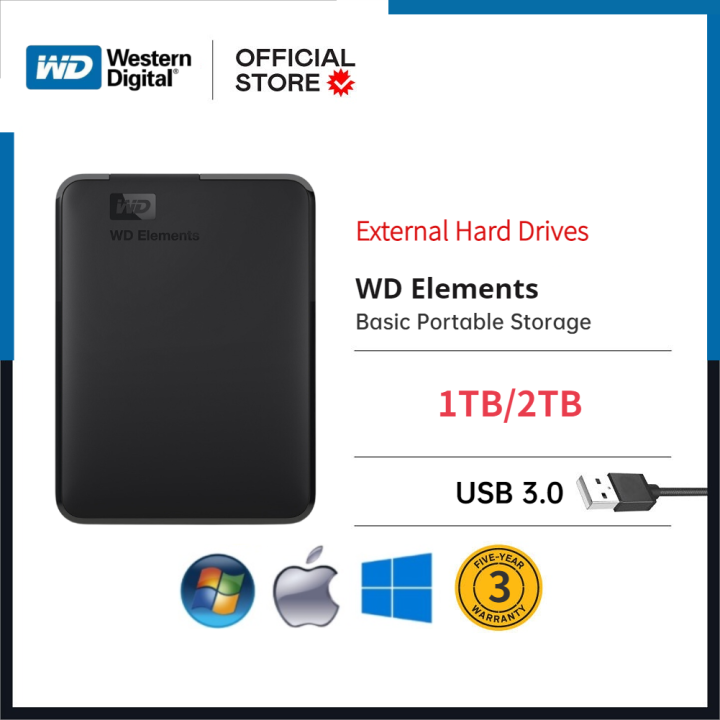 WD Elements Portable 1TB 2TB External Hard Disk USB 3.0 External HDD 3