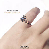 Aztique แหวนเงินแท้ แหวนดาว  พลอยCubic Zirconium ปรับไซท์ Adjustable Ring Jewelry Handmade Gifts Star ss