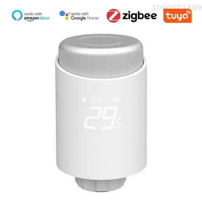 Tuya Zigbee วาล์วควบคุมอุณหภูมิหม้อน้ำแอพโทรศัพท์มือถือไร้สายอัจฉริยะควบคุมอุปกรณ์ควบคุมอุณหภูมิเทอร์โมสตัดทำความร้อนในบ้านเทอร์มอสแตตหม้อน้ำเข้ากันได้กับ Amazon Alexa Google Home