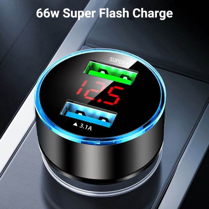Delivery From The Philippines 66W Car Charger 12V 3.1A USB Car Charger Cable 2Port Mobile