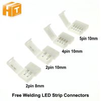 LED Strip Connectors 2pin 8mm / 2pin 10mm / 4pin 10mm / 5pin 10mm Free Welding Connector 5pcs/lot.