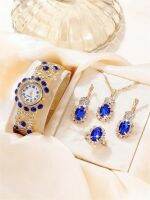 【YF】❈☾✐  A Luxury Fashion Womens Rhinestone Inlaid Alloy Watch Jewelry Three Piece Setece Set