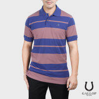 GALLOP : PIQUE STRIPE POLO SHIRTS เสื้อโปโล ผ้าปิเก้ ลายริ้ว รุ่น GP9043 สี LV (ม่วง) / ราคาปรกติ 1490.-