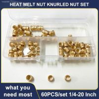 ▨✚ 60PCS/set 1/4-20 Inch Size Brass Threaded Heat Insert Nut Knurled Hot Melt Molding Injection Embedded Copper Nut of 3D Printing