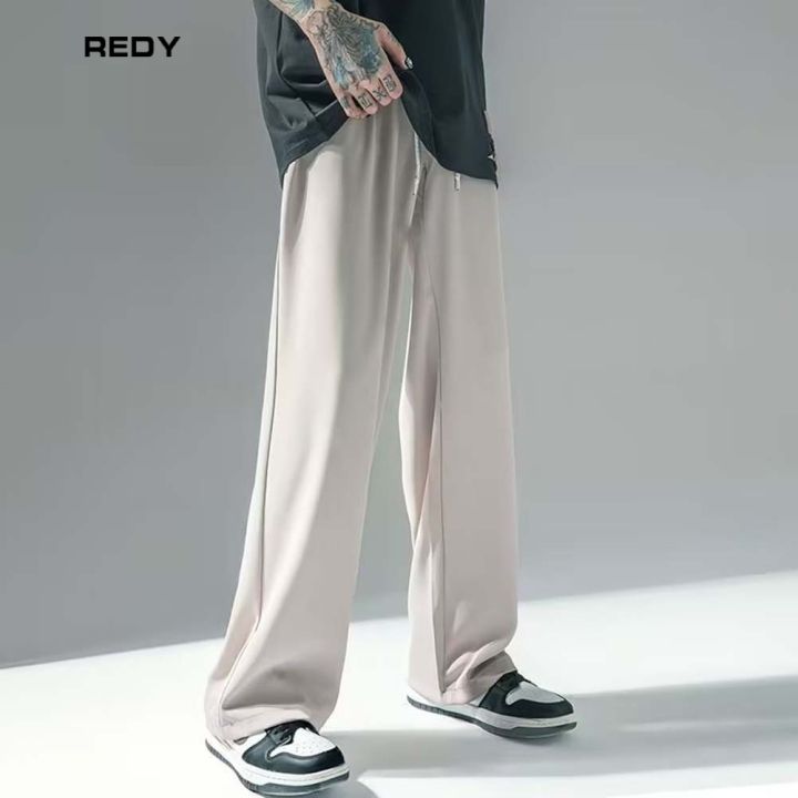 redy-กางเกงขากว้างมีเชือกรูดแบบบางเหมาะกับกางเกงระบายอากาศของผู้ชายสวมใส่ทุกวัน