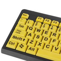 Big Black Letter Print Yellow Button USB Wired Keyboard For Elderly Low Vision