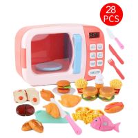 Childrens Microwave Oven Toy Oven Child Play Home Baby Cooking Kitchen Set Electric Timing Simulation Kitchenware DIY Gourmet