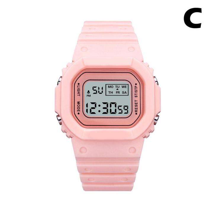 นาฬิกาสีลูกอมน่ารักสี่เหลี่ยม-jam-tangan-digital-แนวสปอร์ตนาฬิกาข้อมือ-แฟชั่น-unisex-k8x0