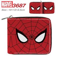 Disney Marvel Spider-Man สั้นซิปกระเป๋าสตางค์นักเรียน Pu พับหนังกระเป๋าสตางค์ชายกระเป๋าใส่เหรียญที่ใส่บัตรผู้ชายกระเป๋าสตางค์