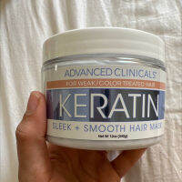 [พร้อมส่ง] ของแท้ 100% เคราตินบำรุงผม Advanced Clinicals, Keratin, Sleek + Smooth Hair Mask, (340 g)