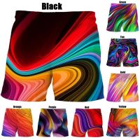 Summer Shorts Fashion 3D Printed Blue Vertigo And Colorful Vertigo Hypnotic Casual Shorts Mens Casual Sports Swimming Trunks