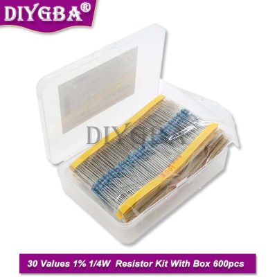 【2023】600PCS 14W Metal Film Resistor Kit 1 Resistor Assorted Kit Set 10~1M Ohm Hm Resistance Pack 30 Values Each 20pcs New Original