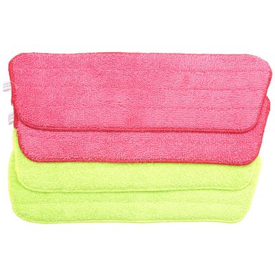 4Pcs Spray Mop Replacement Pads Washable Refill Microfiber Wet/Dry Cleaning Use Reusable, Cleaning Supply (4 Pack, Green &amp; Red)