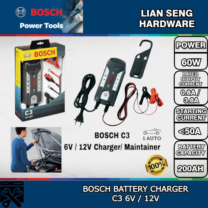 BOSCH BATTERY CHARGER C3 6V / 12V Lazada