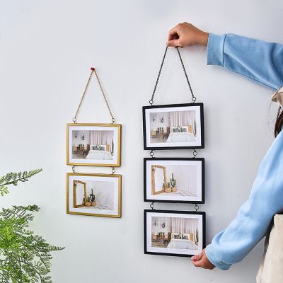 【CW】 Wall Photo Frame Metal Glass Portrait Hanging Picture Frames for Room