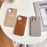 {Chaoke digital branch} ตัวอักษรเดี่ยวแบบเฉพาะตัวเคสแข็งหนัง PU หรูหราสำหรับ Iphone 13 11 Pro Max XS XR Xsmax 7 8 Plus เคสโทรศัพท์ปรับแต่ง DIY