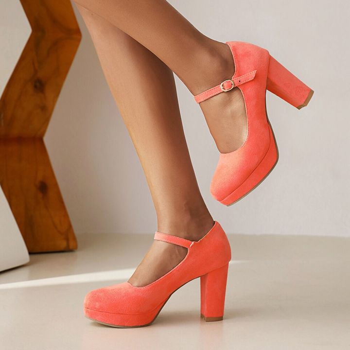 รองเท้าหนังนิ่มสำหรับงานแต่งงานของผู้หญิงคลาสสิก33-44รองเท้าหนังกลับหัวมนสีเทารองเท้าส้นสูงชุดเดรสรองเท้าส้นสูงสำหรับผู้หญิงใหม่