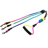 Rainbow Two Three four dogs Leash Nylon Detachable Pet Lead foam handle 1 leash for 2 or 3 or 4 Dogs round dog Traction Rope