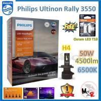 Philips หลอดไฟหน้ารถยนต์ Ultinon Rally 3550 LED 50W 4500lumens H4 แถมฟรี Osram LED T10 แท้ 100% รับประกัน 1 ปี จัดส่ง ฟรี