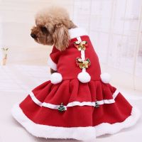 pet Christmas Coat Clothes dog dress winter disfraz perro Xmas dress Solid Color Coat Sweatshirt Vest Pets Cat Warm #09 Dresses