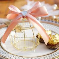 Mini metal gold vintage retro bird cage candy boxes baby shower favor gift box for guests party birthday Souvenir Storage Boxes