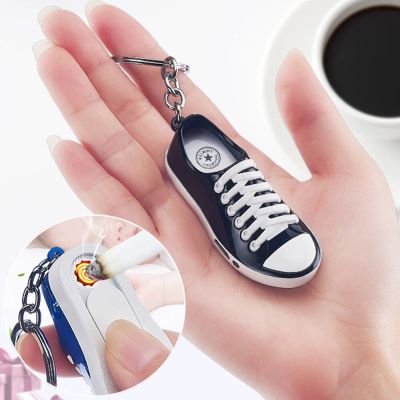 ZZOOI Rechargeable Shoe Lighter Keychain Ring Cute Electronic Usb Charge Windproof Flameless Isqueiro Funny With Led Light