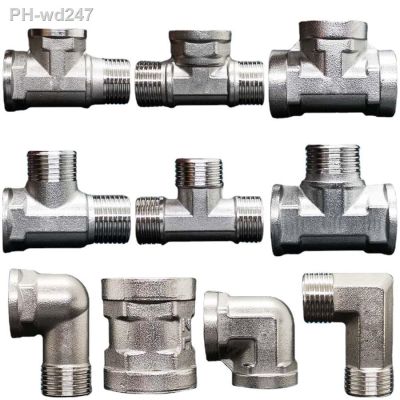 DN15 20 25 1/2 quot; 3/4 quot; 1 quot; BSP Male Female Elbow Tee 3 Ways 201 Stainless Pipe Fitting Connector Coupling Adapter Home Garden