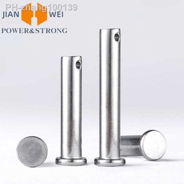 4pcs-cylindrical-pins-with-hole-m3-m4-m5-m6-m8-m10-m12-304-stainless-steel-pin-shaft-flat-head-positioning-pins-bolt-pins-dowel