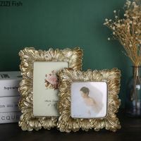 Nordic Vintage Home กรอบรูป Family Portrait Nightstand en Palm Leaf Border กรอบรูปเรซิ่นหลายขนาดตัวเลือก