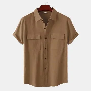 Mens double pocket hot sale short sleeve shirts