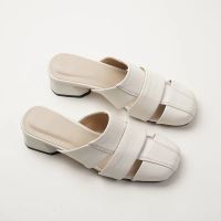 รองเท้าผู้หญิงสวมสบายส้นแบน2ซม. รองเท้า Mule Lazy Slip-ON