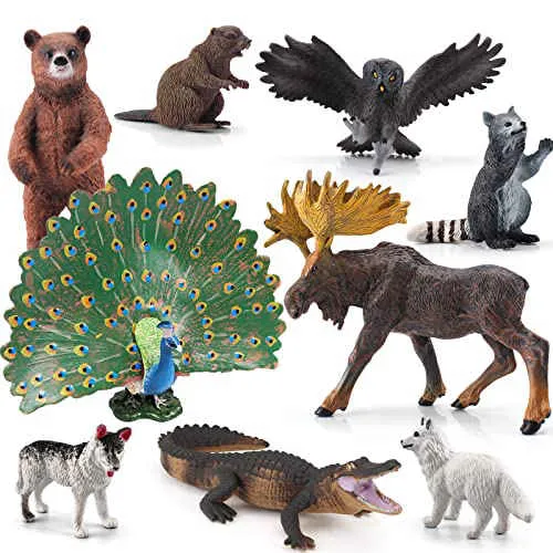 Woodland Animals Figures Playset 9PCS Forest Animal Figurines Toys Set