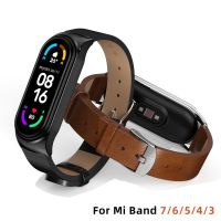 สายหนังสำหรับ Mi Band 7 6 5 4สายหนัง PU Correas Mi Bend 4ซิลิโคน Miband Opaska Mi Band 3สำหรับ Xiaomi Smart Band Xaomi Wristband