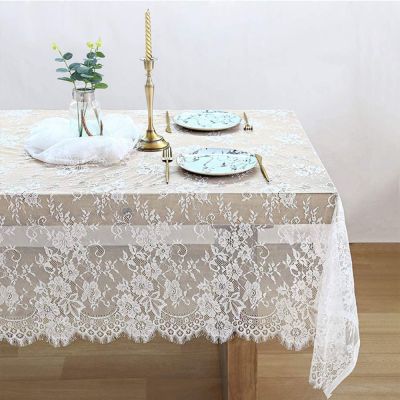 OAK สีขาวขาว ผ้าปูโต๊ะปักลูกไม้ 60120นิ้ว ตกแต่งโต๊ะ ผ้าปูโต๊ะตกแต่งบ้าน ทำความสะอาดได้ง่าย เส้นด้ายใยสังเคราะห์ใยสังเคราะห์ ผ้าปูโต๊ะวินเทจ ปาร์ตี้งานปาร์ตี้