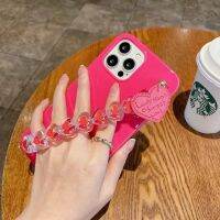 Jelly Love สร้อยข้อมือ Tpu เคสโทรศัพท์สำหรับ Iphone13 13Promax 14Promax  14Plus 11 12 Mini Pro Max Xs X Xr 7 8 Plus Se 2021โซ่กันกระแทก Soft Case