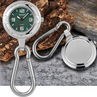 【Cw】Hook Clip Silver Quartz Pocket Watch Luminous Hands Carabiner For Climbers Easy To Carry Smooth Round Dial Outdoor Watch