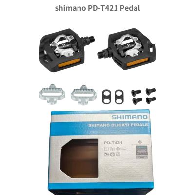 Shimano Clickr Clipless/แป้นแพลตฟอร์ม PD T421 PD T420ที่ถีบจักรยานแป้นถีบจักรยานที่เหยียบเดินป่าเหยียบแป้นถีบจักรยานเมือง