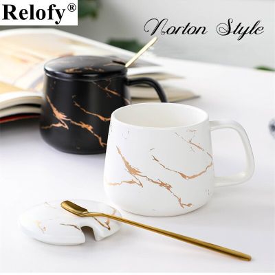 400ml Luxury Gift Package Ceramic Mug with Lid and Spoon Lovers Coffee Mug Creative Coffee Cups Ceramic Coffee Cup Set Drinkware