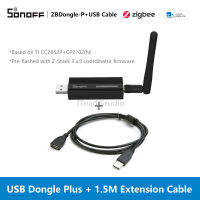 ITEAD SONOFF Zigbee Dongle Plus เกตเวย์ Zigbee อัจฉริยะพร้อมสาย USB 1.5M ZBDongle-P Zigbee Hub, แฟลชล่วงหน้าพร้อมเฟิร์มแวร์ผู้ประสานงาน Zigbee รองรับผู้ช่วยที่บ้าน, OpenHAB, Zigbee2MQTT